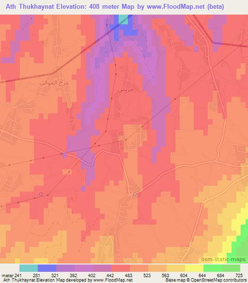 Ath Thukhaynat,Jordan Elevation Map