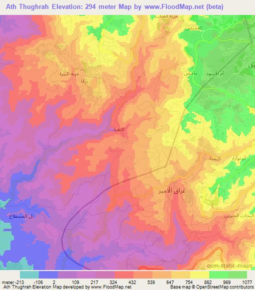 Ath Thughrah,Jordan Elevation Map