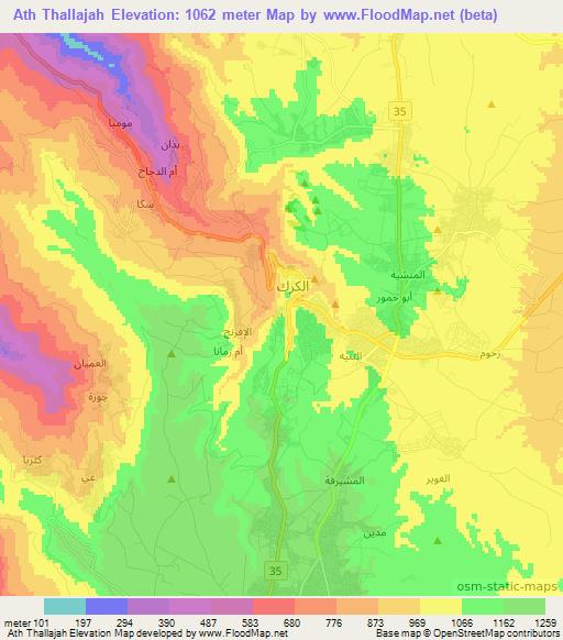 Ath Thallajah,Jordan Elevation Map