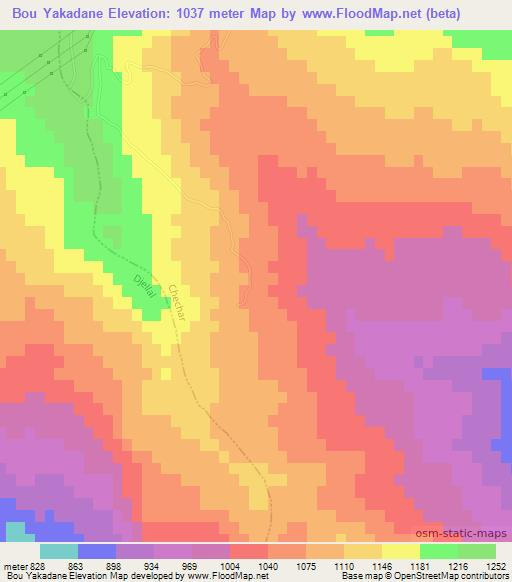 Bou Yakadane,Algeria Elevation Map