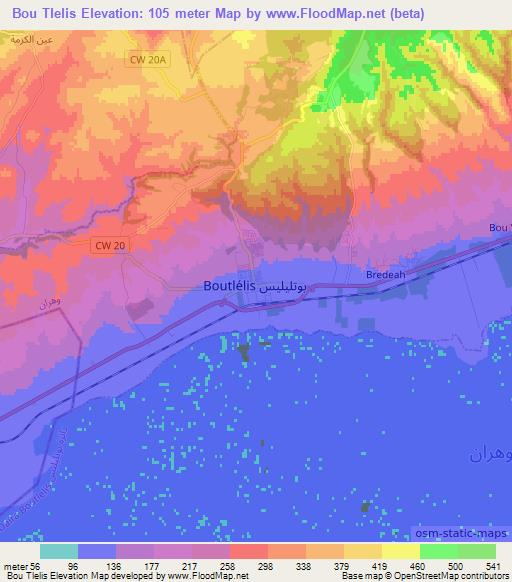 Bou Tlelis,Algeria Elevation Map