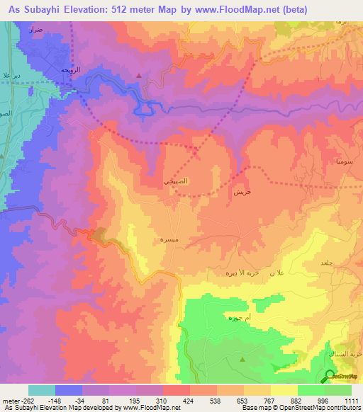 As Subayhi,Jordan Elevation Map