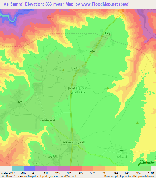 As Samra',Jordan Elevation Map