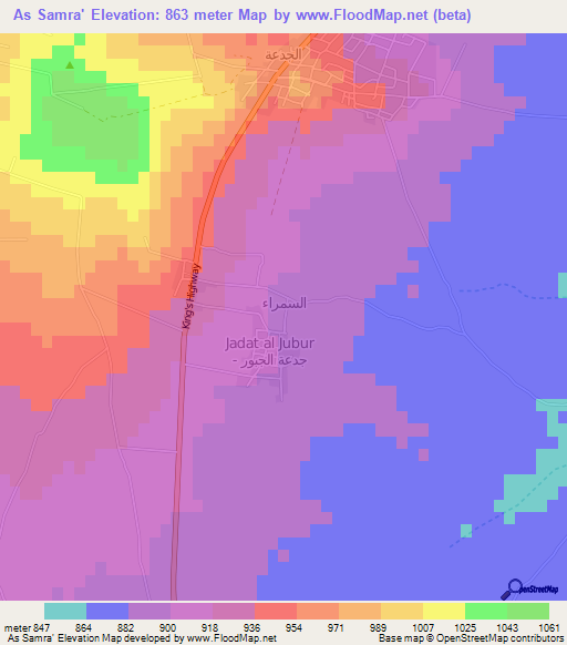As Samra',Jordan Elevation Map