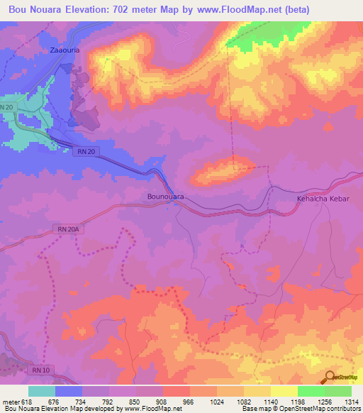 Bou Nouara,Algeria Elevation Map