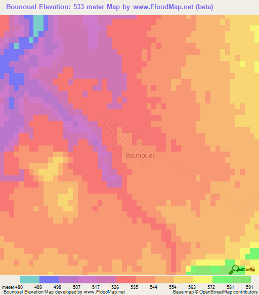 Bounoual,Algeria Elevation Map