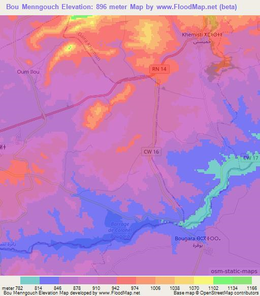 Bou Menngouch,Algeria Elevation Map