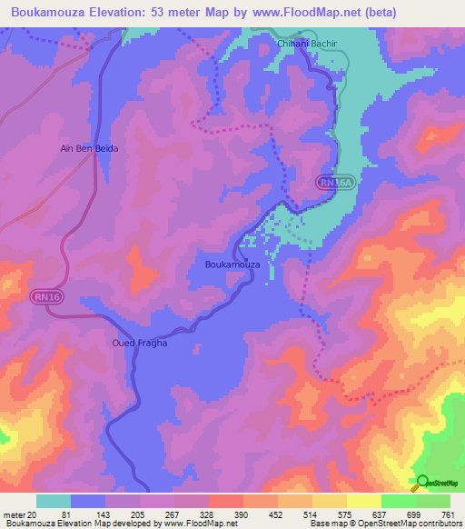 Boukamouza,Algeria Elevation Map