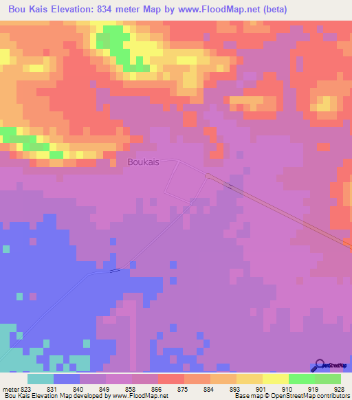 Bou Kais,Algeria Elevation Map