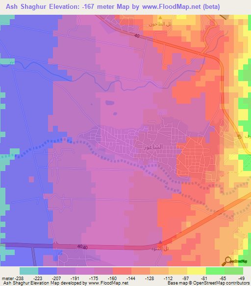 Ash Shaghur,Jordan Elevation Map