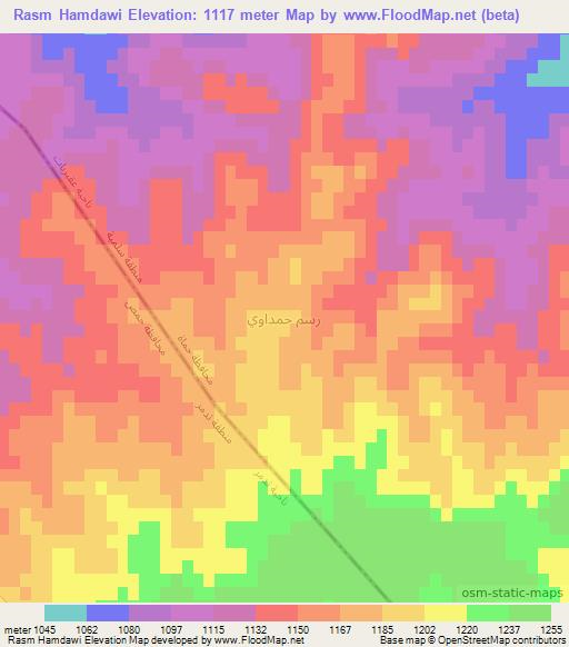 Rasm Hamdawi,Syria Elevation Map