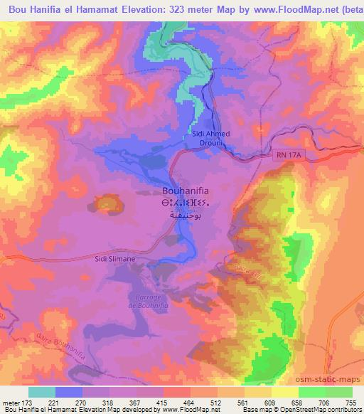 Bou Hanifia el Hamamat,Algeria Elevation Map