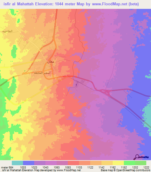 isfir al Mahattah,Jordan Elevation Map