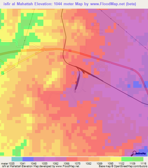 isfir al Mahattah,Jordan Elevation Map
