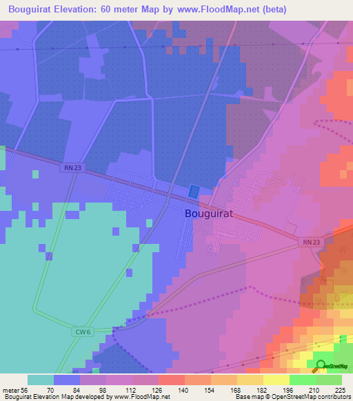 Bouguirat,Algeria Elevation Map