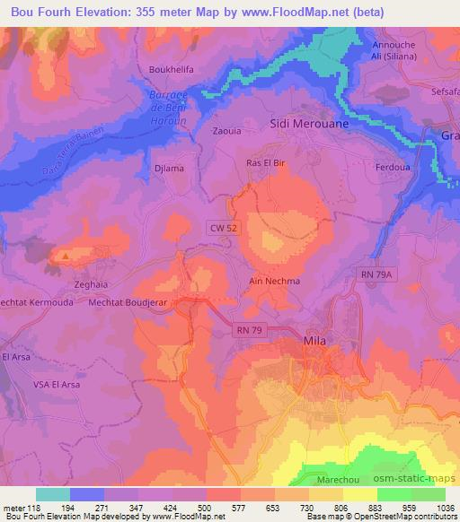 Bou Fourh,Algeria Elevation Map