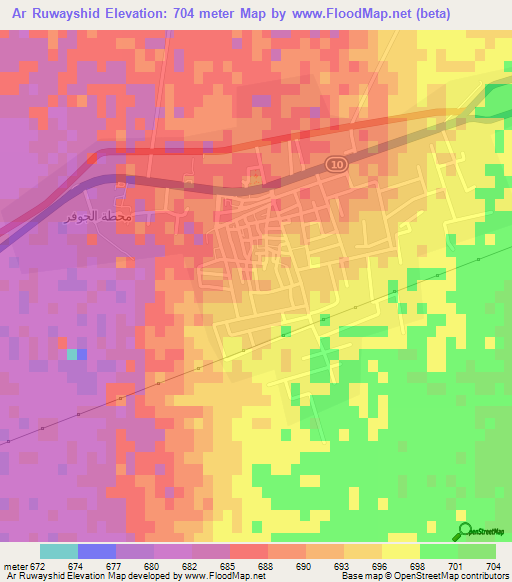 Ar Ruwayshid,Jordan Elevation Map