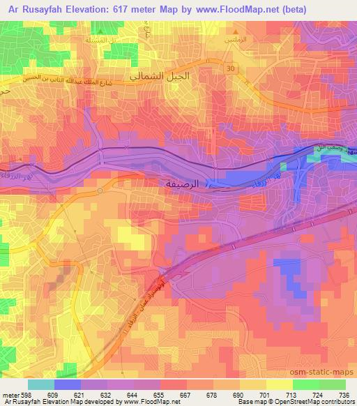 Ar Rusayfah,Jordan Elevation Map