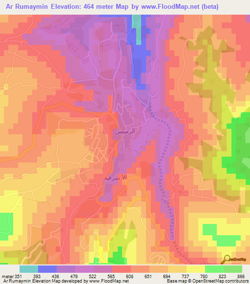 Ar Rumaymin,Jordan Elevation Map