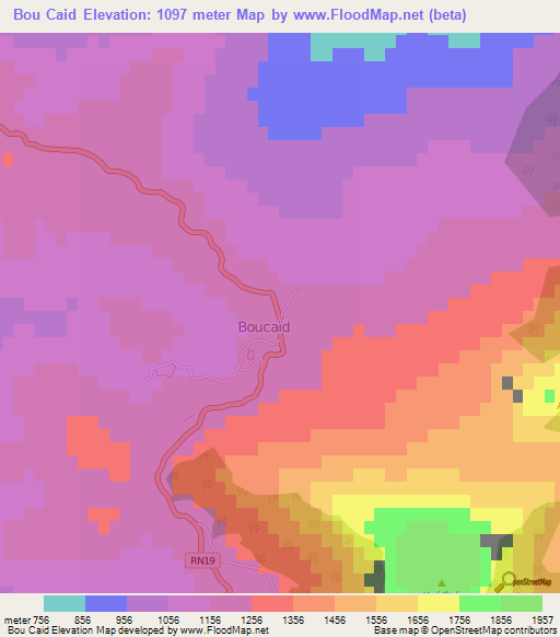 Bou Caid,Algeria Elevation Map