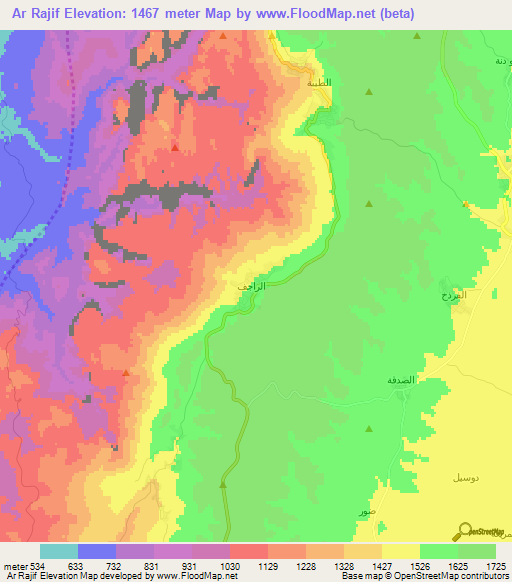 Ar Rajif,Jordan Elevation Map