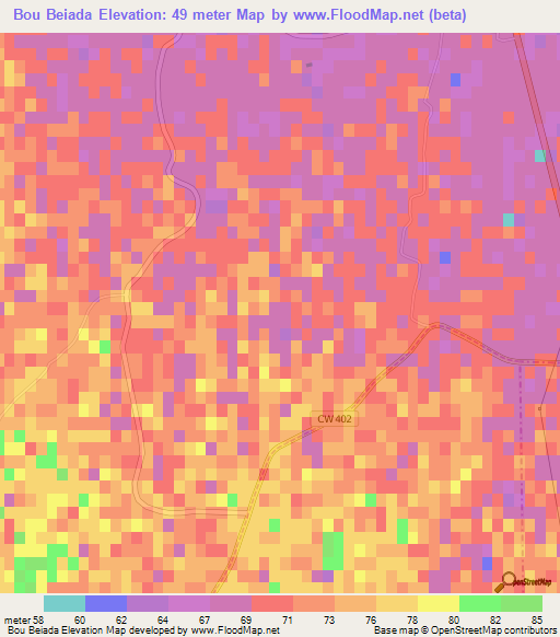 Bou Beiada,Algeria Elevation Map