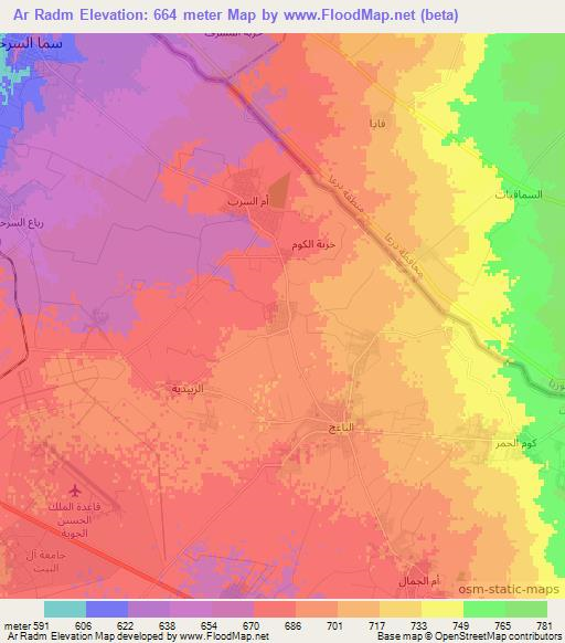 Ar Radm,Jordan Elevation Map