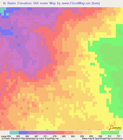 Ar Radm,Jordan Elevation Map