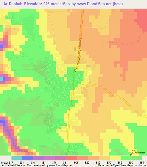 Ar Rabbah,Jordan Elevation Map