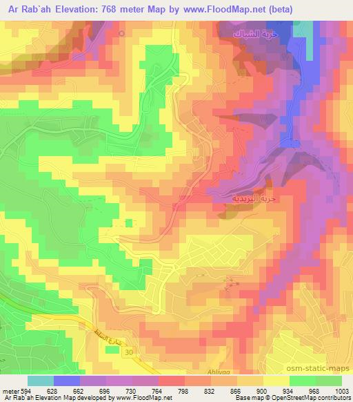 Ar Rab`ah,Jordan Elevation Map