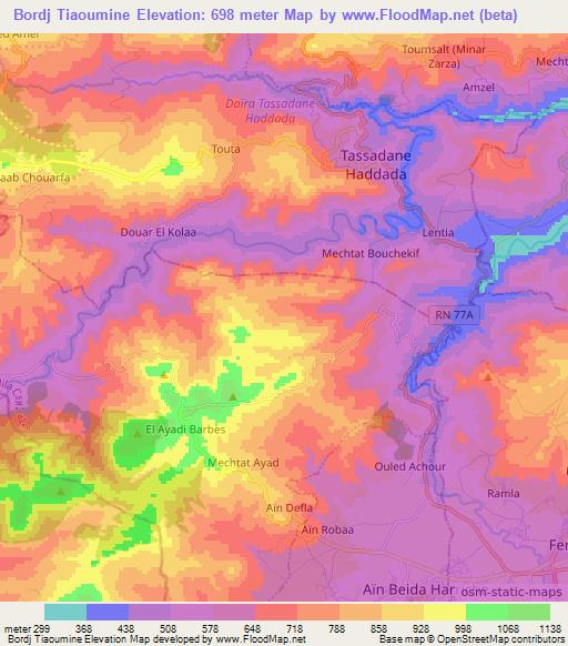 Bordj Tiaoumine,Algeria Elevation Map