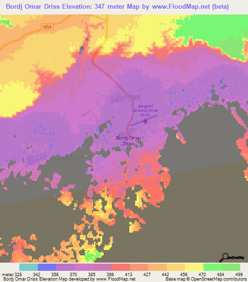 Bordj Omar Driss,Algeria Elevation Map