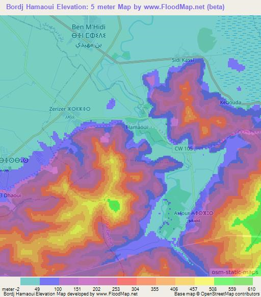 Bordj Hamaoui,Algeria Elevation Map