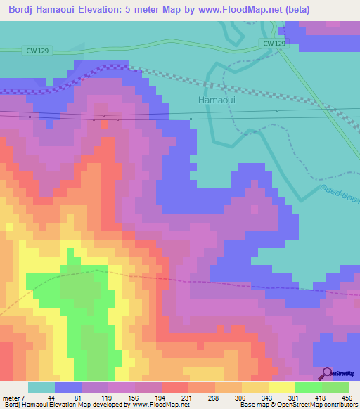 Bordj Hamaoui,Algeria Elevation Map