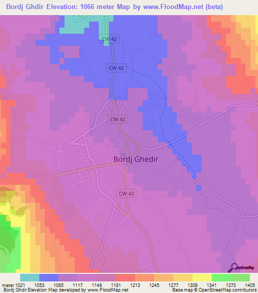 Bordj Ghdir,Algeria Elevation Map