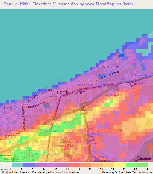Bordj el Kiffan,Algeria Elevation Map