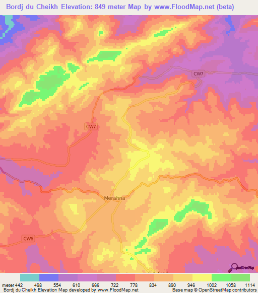 Bordj du Cheikh,Algeria Elevation Map