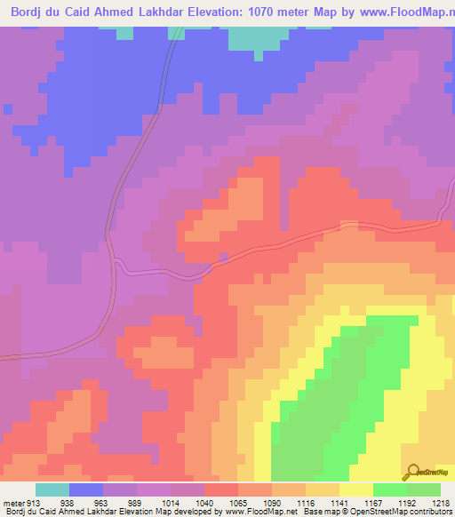 Bordj du Caid Ahmed Lakhdar,Algeria Elevation Map