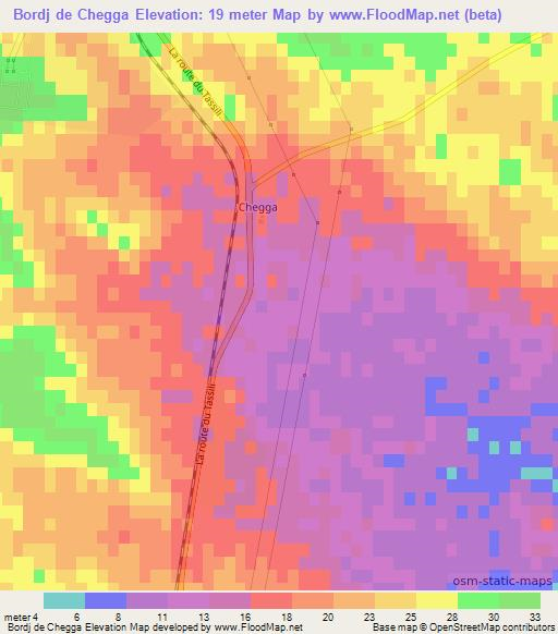 Bordj de Chegga,Algeria Elevation Map