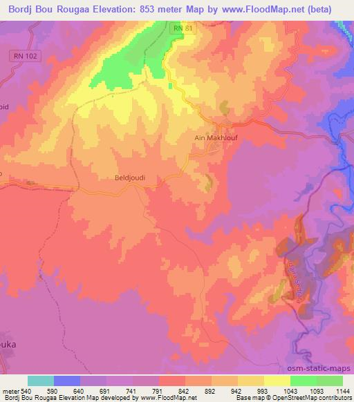 Bordj Bou Rougaa,Algeria Elevation Map