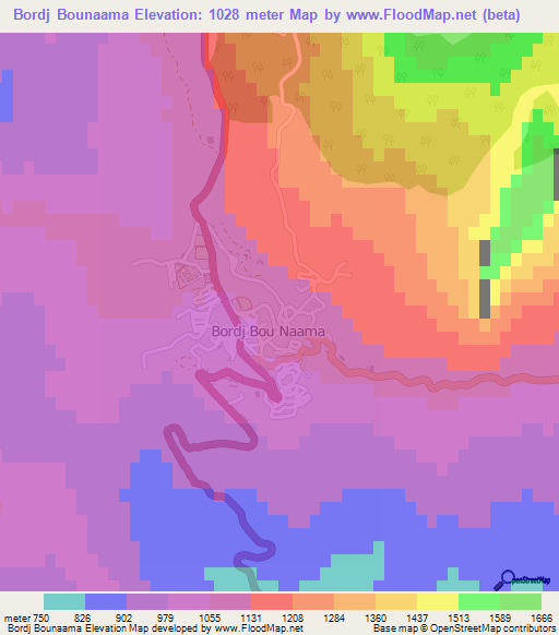 Bordj Bounaama,Algeria Elevation Map