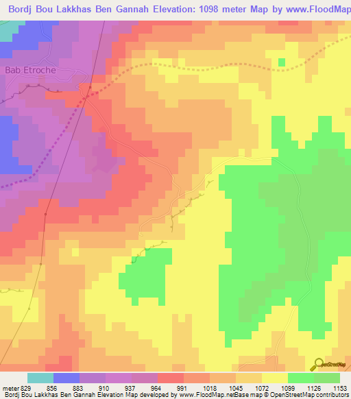 Bordj Bou Lakkhas Ben Gannah,Algeria Elevation Map