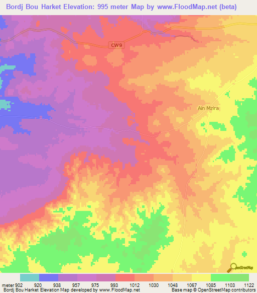 Bordj Bou Harket,Algeria Elevation Map
