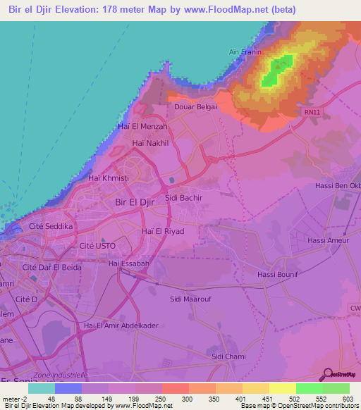 Bir el Djir,Algeria Elevation Map