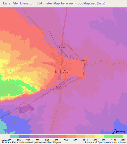 Bir el Ater,Algeria Elevation Map