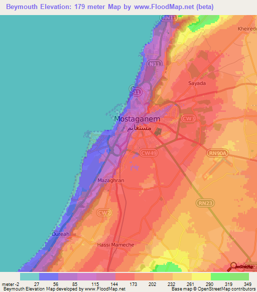 Beymouth,Algeria Elevation Map