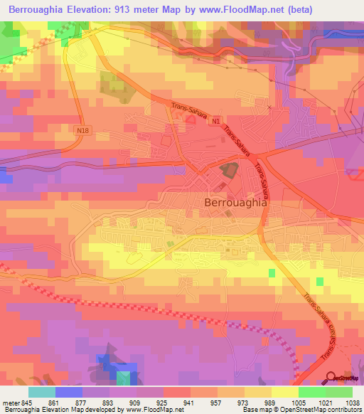 Berrouaghia,Algeria Elevation Map