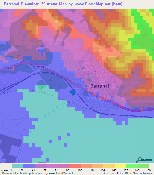 Berrahal,Algeria Elevation Map