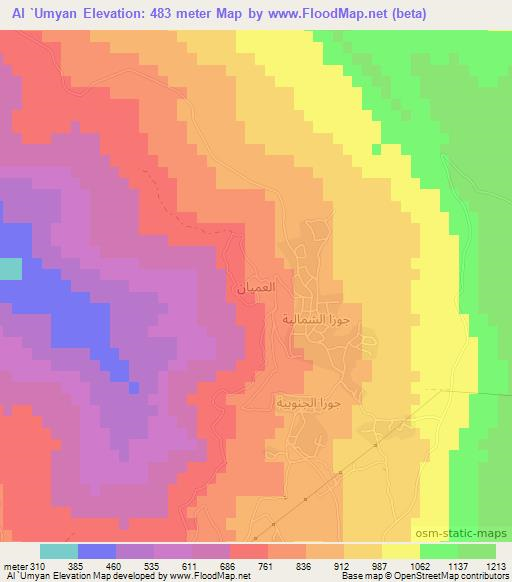 Al `Umyan,Jordan Elevation Map