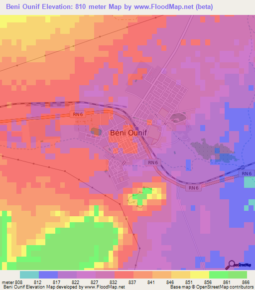 Beni Ounif,Algeria Elevation Map